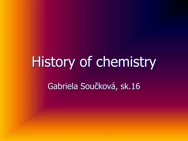 history of chemistry