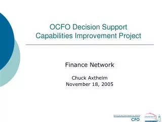 OCFO Decision Support Capabilities Improvement Project