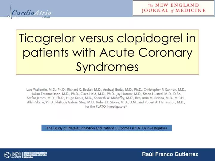 ticagrelor versus clopidogrel in patients with acute coronary syndromes