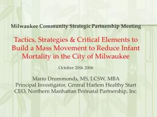 Milwaukee Community Strategic Partnership Meeting