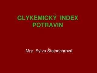 glykemick index potravin