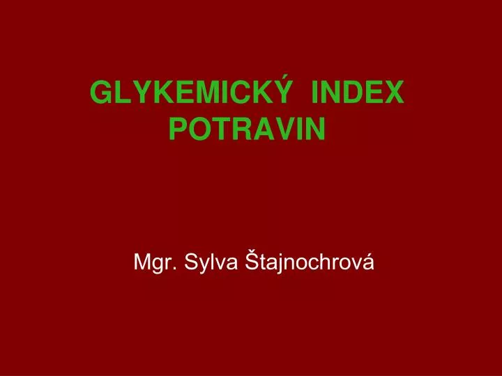 glykemick index potravin