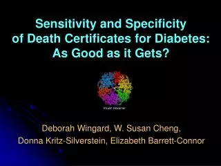 Sensitivity and Specificity of Death Certificates for Diabetes: As Good as it Gets?