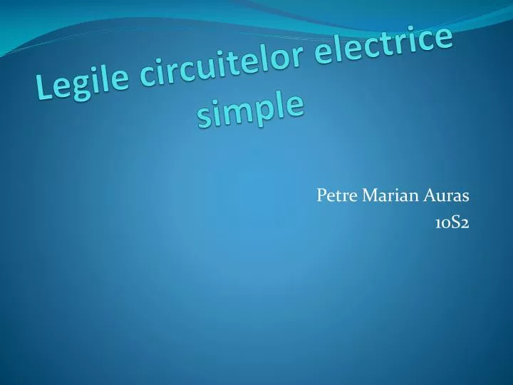 legile circuitelor electrice simple
