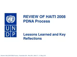 REVIEW OF HAITI 2008 PDNA Process