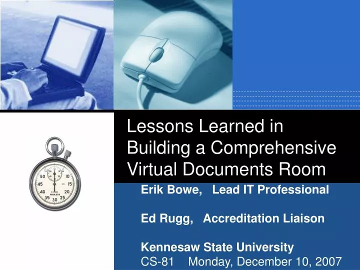 lessons learned in building a comprehensive virtual documents room