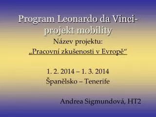 program leonardo da vinci projekt mobility