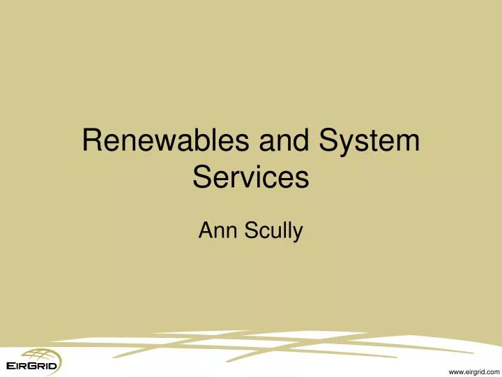 renewables and system services
