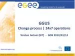 GGUS Change process | 24x7 operations Torsten Antoni (KIT) - GDB 2010/01/13 - slide 1