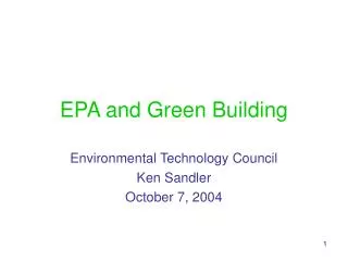 EPA and Green Building