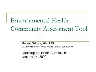 Environmental Health Community Assessment Tool