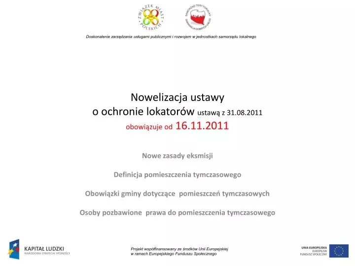 nowelizacja ustawy o ochronie lokator w ustaw z 31 08 2011 obowi zuje od 16 11 2011