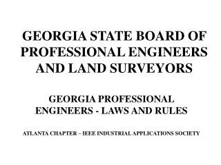 GEORGIA STATE BOARD OF PROFESSIONAL ENGINEERS AND LAND SURVEYORS