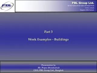 Part 3 Work Examples - Buildings