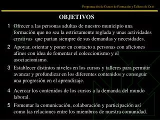 programaci n de cursos de formaci n y talleres de ocio