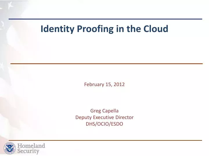 identity proofing in the cloud