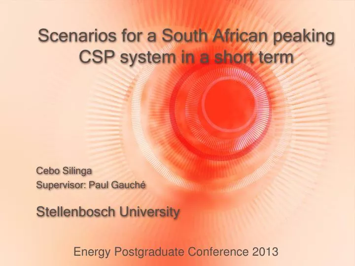 scenarios for a south african peaking csp system in a short term