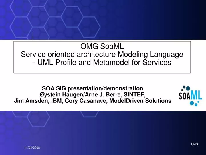 omg soaml service oriented architecture modeling language uml profile and metamodel for services