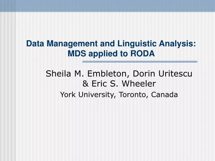 data management and linguistic analysis mds applied to roda