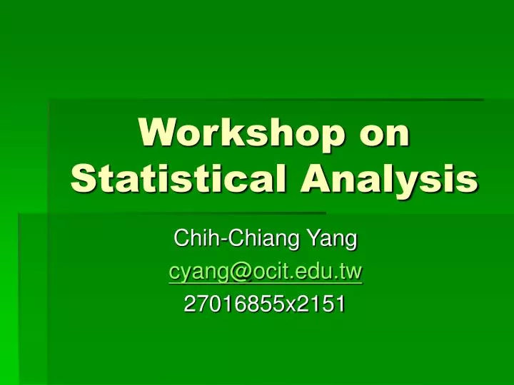 workshop on statistical analysis