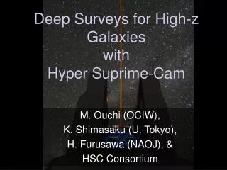 Deep Surveys for High-z Galaxies with Hyper Suprime-Cam