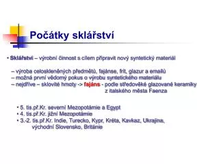 po tky skl stv