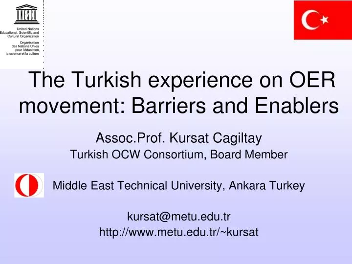 the turkish experience on oer movement barriers and enablers