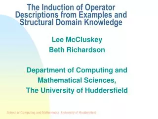 The Induction of Operator Descriptions from Examples and Structural Domain Knowledge