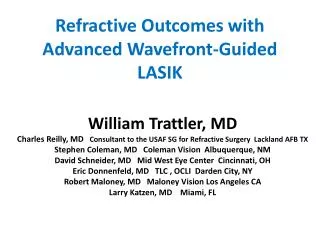 Refractive Outcomes with Advanced Wavefront-Guided LASIK