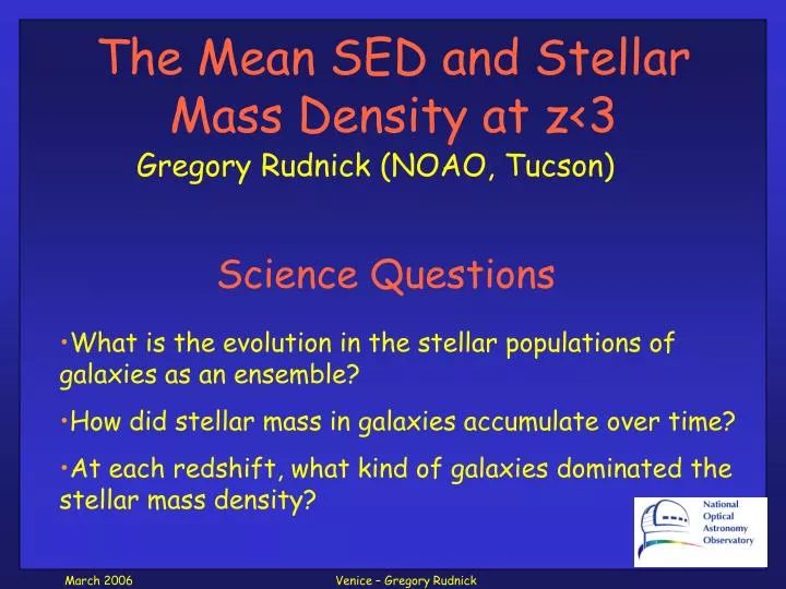 the mean sed and stellar mass density at z 3