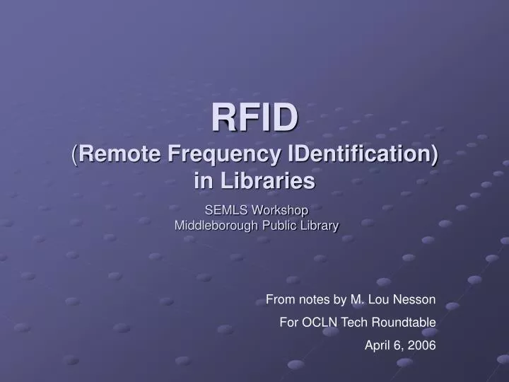 rfid remote frequency identification in libraries