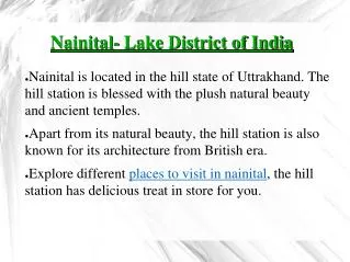 Places to visit in Nanital