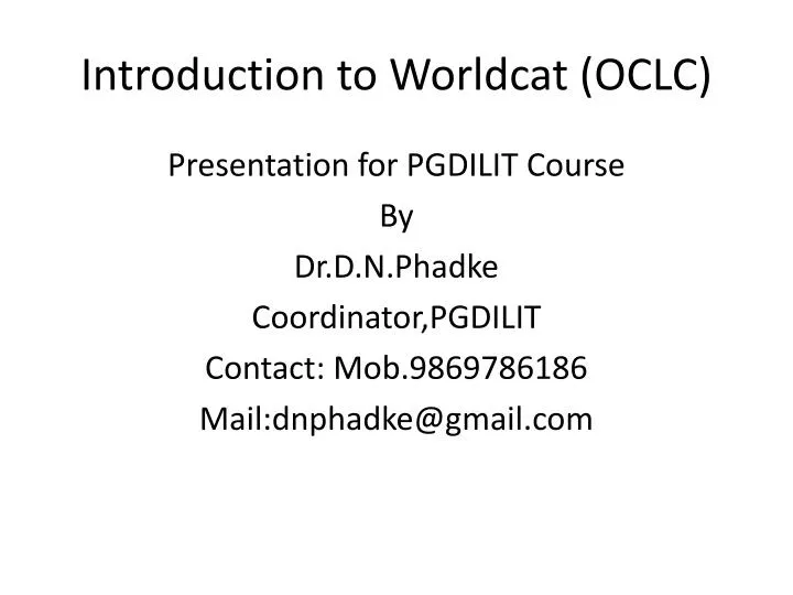introduction to worldcat oclc