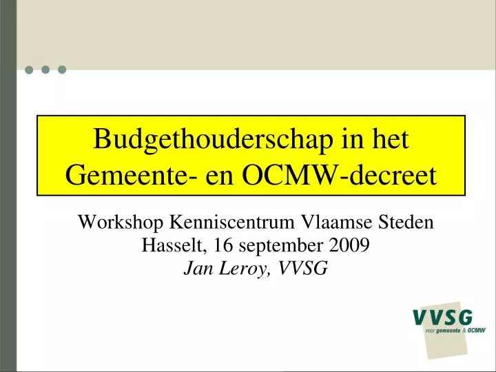 budgethouderschap in het gemeente en ocmw decreet