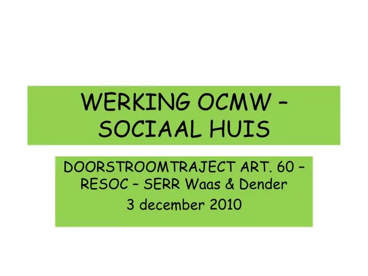 werking ocmw sociaal huis