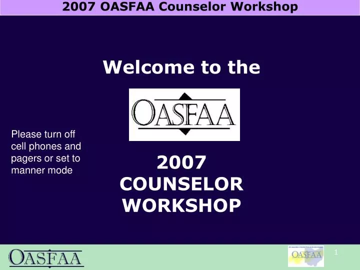 welcome to the 2007 counselor workshop