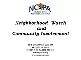 Neighborhood Watch and Community Involvement