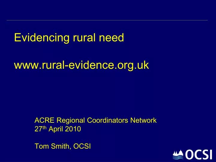 evidencing rural need www rural evidence org uk