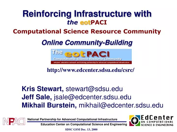 reinforcing infrastructure with the eot paci computational science resource community