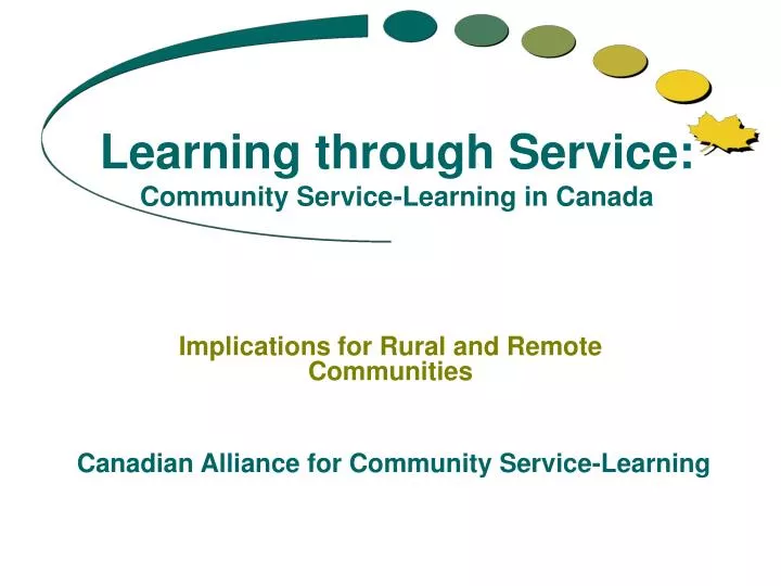 learning through service community service learning in canada