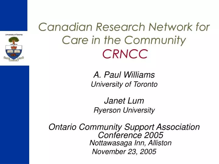 canadian research network for care in the community crncc