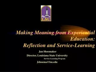 Making Meaning from Experiential Education: Reflection and Service-Learning