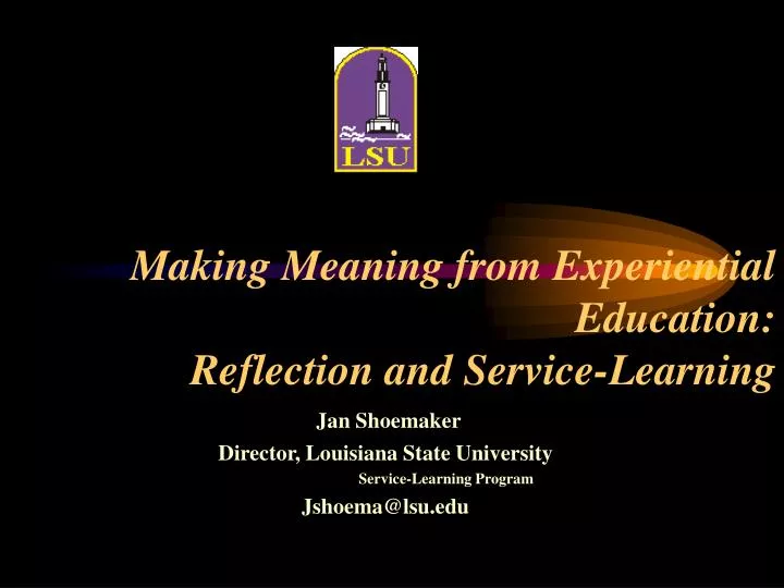 making meaning from experiential education reflection and service learning
