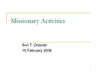 Missionary Activities
