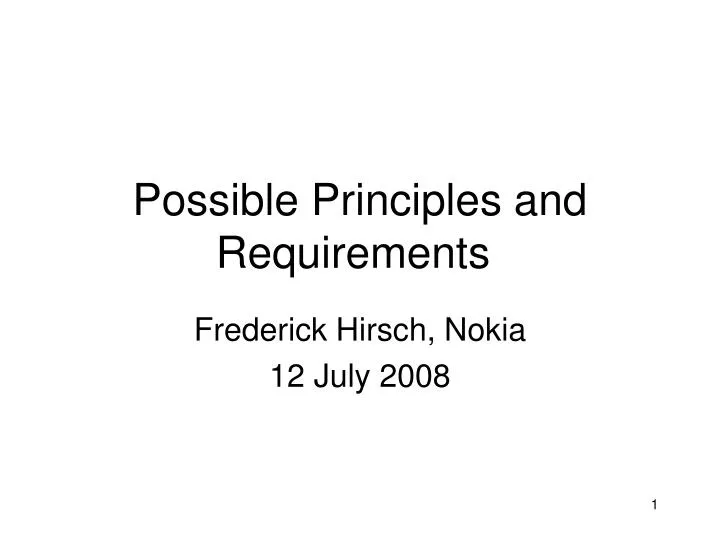 possible principles and requirements