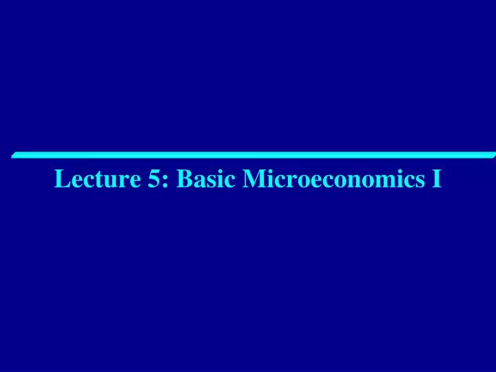 lecture 5 basic microeconomics i