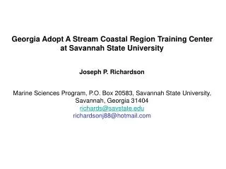 Georgia Adopt A Stream Coastal Region Training Center at Savannah State University