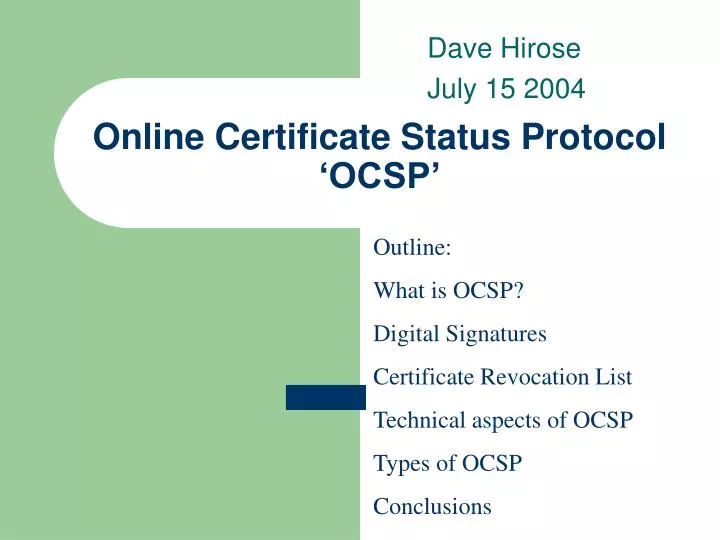 online certificate status protocol ocsp