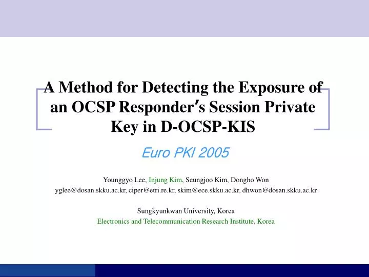 a method for detecting the exposure of an ocsp responder s session private key in d ocsp kis