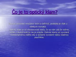 o je to optick klam